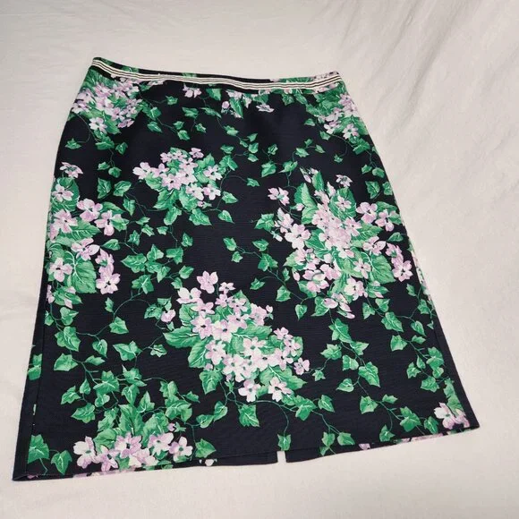 TALBOTS The Oprah Magazine Feminine Romantic Preppy Blue Floral Skirt Size 12. - Picture 5 of 16